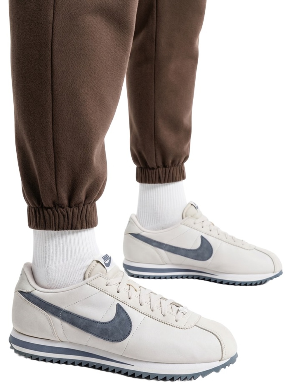 Nike White Sneakers with Gray blue Swoosh